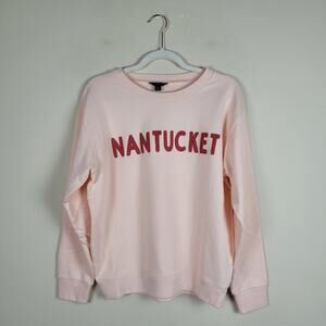 J. Crew Sweatshirt Womens Medium Pink Peach Nantucket Crewneck Vacation L8240